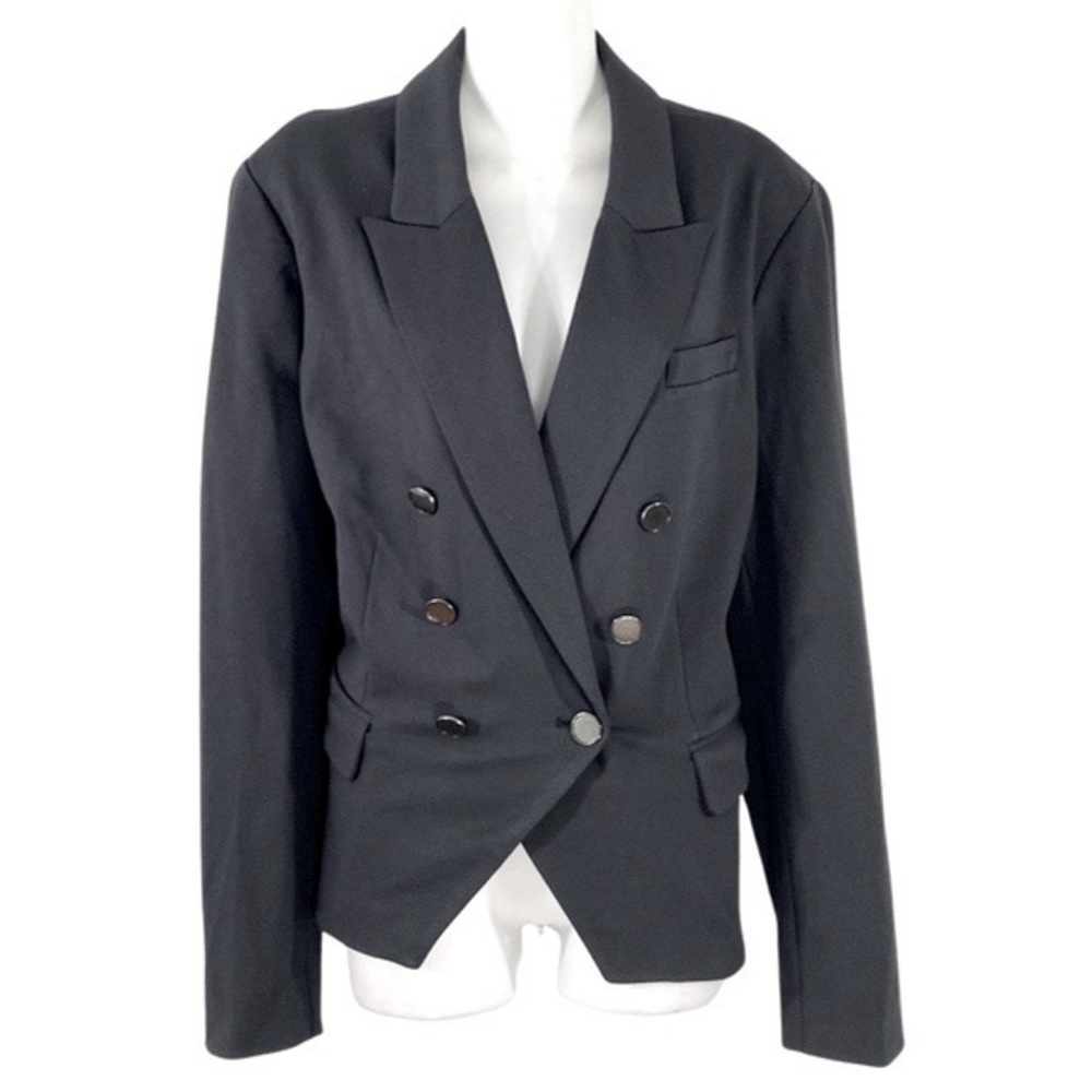 Rachel Zoe Black Double Breasted Fluid Stretch Blazer Jacket XL
